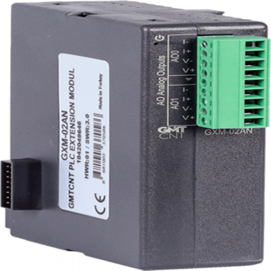 GXM-02AN 2 Kanal 0-10 VDC,0-20 mA,4-20 mA analog çıkış (14 bit Çözünürlük) PLC Genişleme Modülü