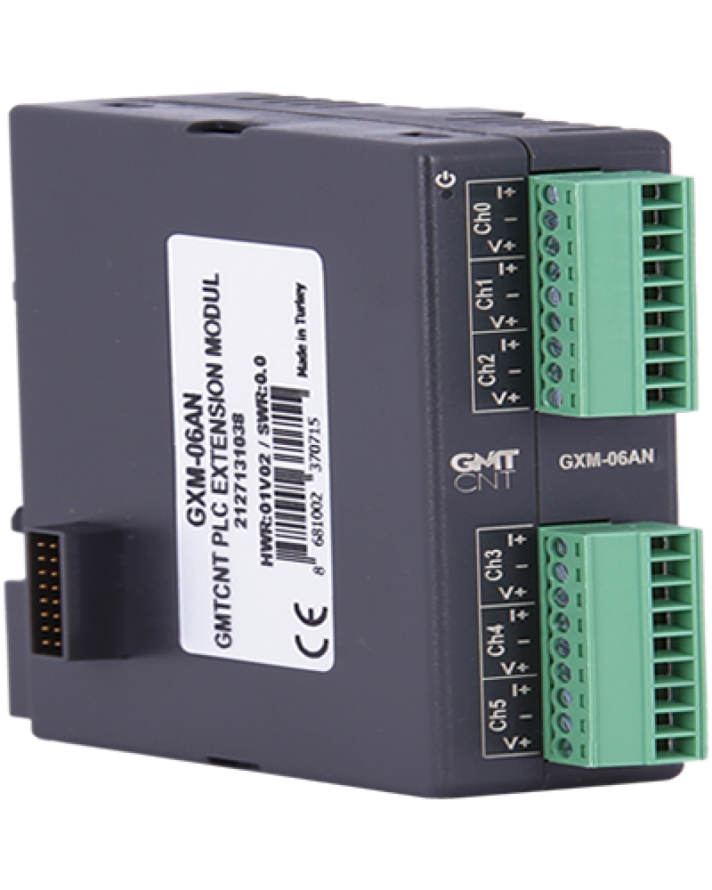 GXM-06AN 6 Kanal 0-10 VDC, 0-20 mA, 4-20 mA analog çıkış (14 bit Çözünürlük) PLC Genişleme Modülü