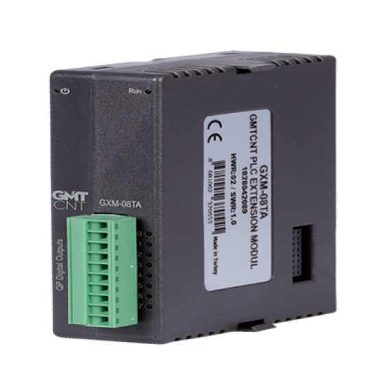 GXM-08TA 8 Kanal 24 VDC 300 mA kısa devre korumalı transistör çıkış (Çıkışlar PNP transistördür) PLC Genişleme Modülü