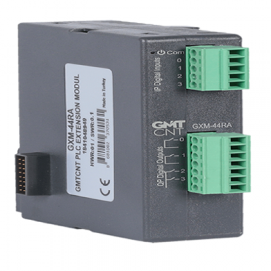 GXM-44RA 4 Kanal 24 VDC PNP/NPN Dijital Giriş / 4 Kanal (5A @ 250 VAC) Röle Çıkışı PLC Genişleme Modülü