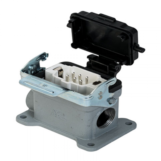 403705S Duvar Fişi (Çift Girişli Kapaklı) 6x16 A (6PE) 500V ALÜMİNYUM GÖVDE