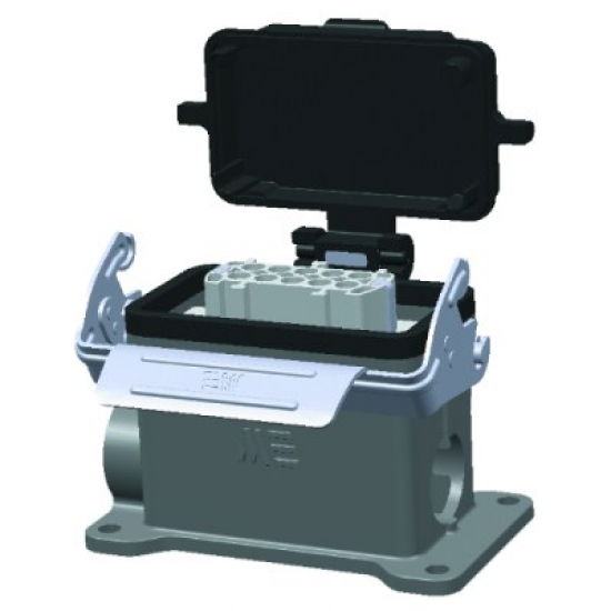 403714S Duvar Prizi (Çift Giriş Tek Mandallı Kapaklı) 10x16 A (10PE) 500V ALÜMİNYUM GÖVDE