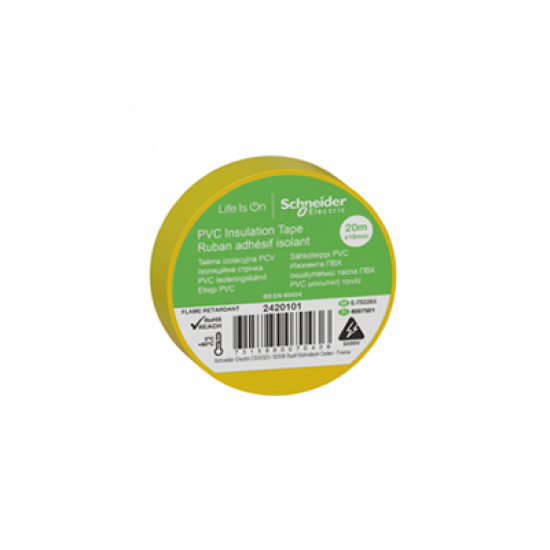 2420101 SCHNEIDER ELECTRIC 19MMx20MT SARI PVC İZOLE ELEKTRİK BANDI (50 Adet)