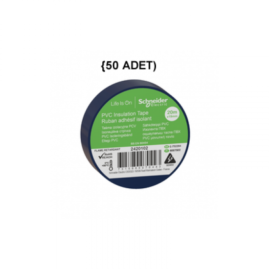 2420102 SCHNEIDER ELECTRIC 19MMx20MT MAVİ PVC İZOLE ELEKTRİK BANDI (50 ADET)