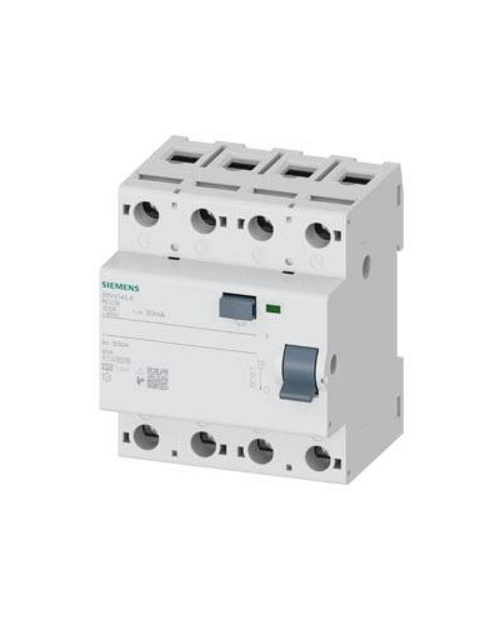 5SV3345-6 SIEMENS 4X125A 400V 30mA A TİPİ 70MM TRİFAZE 3FAZ-NÖTR BAĞLANTILI KAÇAK AKIM KORUMA RÖLESİ