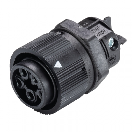 46.051.5053.1 Ankastre 4/5 kutup M16 Siyah Dişi Konnektör