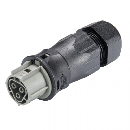96.031.4554.3 3 Kutuplu Dişi Kon. Gri-Siyah,Vidalı Bağ.  L,N,PE