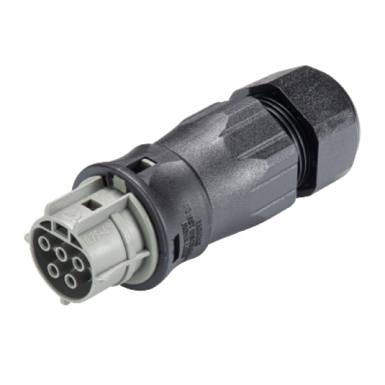 96.051.4554.3 5 Kutuplu Dişi Kon. Gri-Siyah Vidalı Bağ. L,N,PE